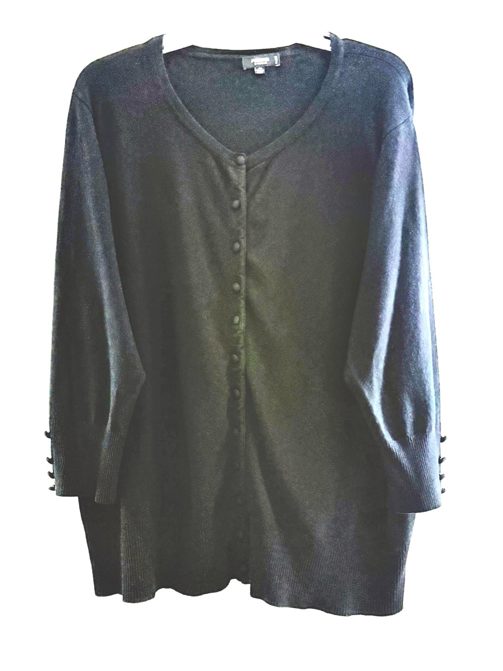 Premise Black Button-Front V-Neck Sweater